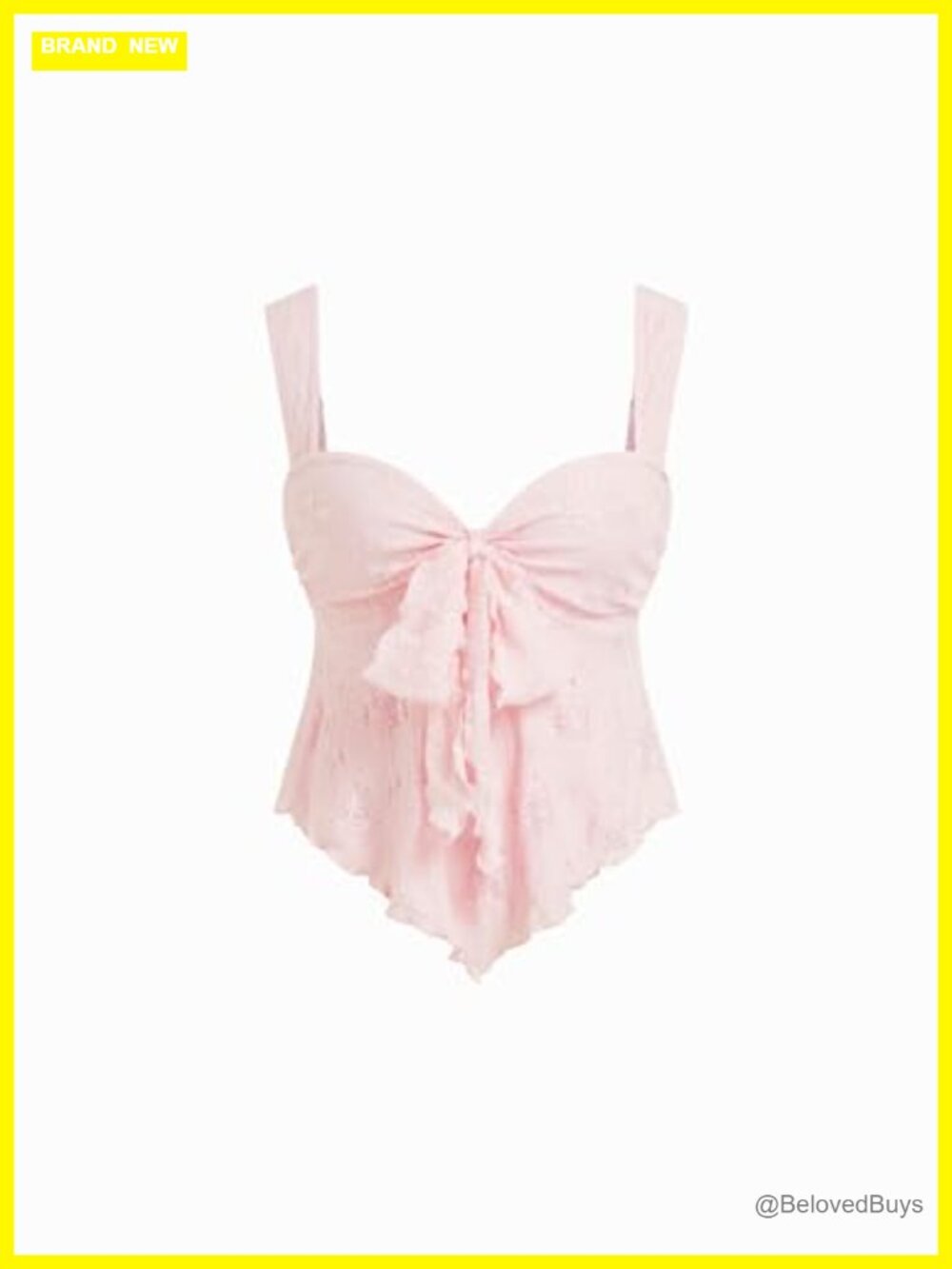 Floral Lace Mesh Babydoll Tank Top Bow Tie Front Sleeveless Cute Summer